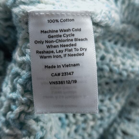 Talbots Cotton Open Knit Sweater Light Blue Plus 2X Soft Dressing - Picture 7 of 8